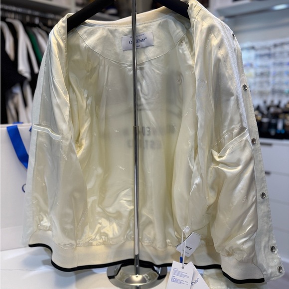 Off-White Italic linen Varsity Jacket - 52 - Brand New - Picture 6 of 14